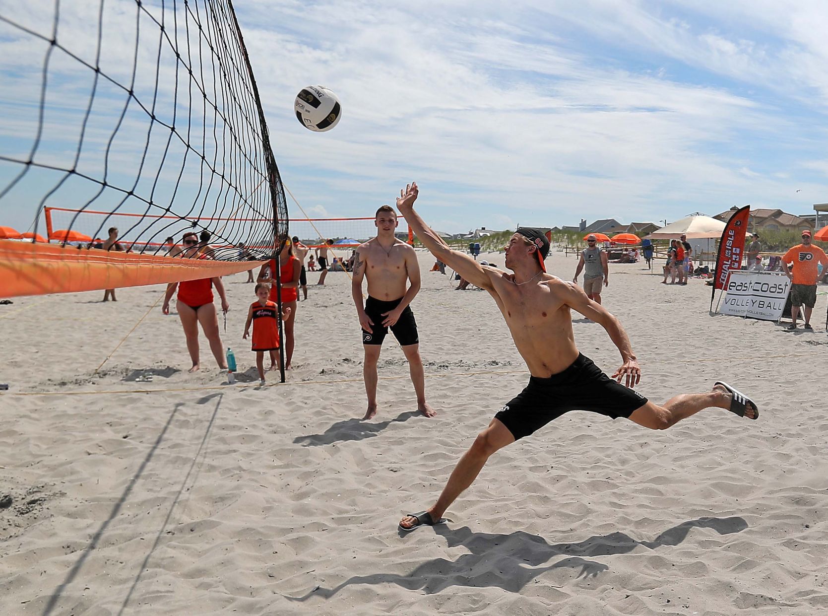 Philadelphia Flyers prospects sign autographs and play volleyball